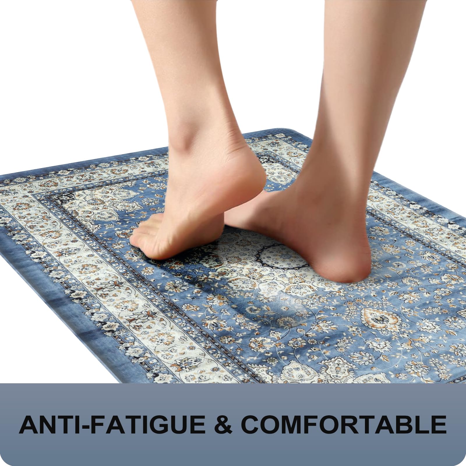 Collive Boho Kitchen Mat, Cushioned Anti Fatigue Kitchen Rug Set 2 Piece Non-Skid Waterproof Kitchen Mats For Floor, Comfort Hea